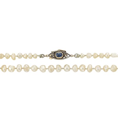 Lot 235 - Natural Pearl Necklace with Antique Clasp