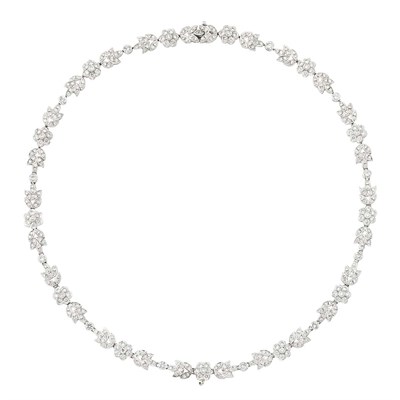 Lot 689 - White Gold and Diamond Garland Necklace