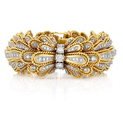 Lot 793 - Two-Color Gold and Diamond Bracelet