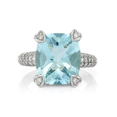 Lot 70 - White Gold, Aquamarine and Diamond Ring, Judith Ripka