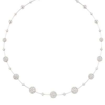 Lot 644 - White Gold and Diamond Necklace