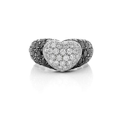 Lot 627 - White Gold, Diamond and Black Diamond Ring, de Grisogono