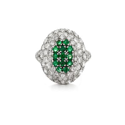 Lot 398 - Platinum, Emerald and Diamond Ring