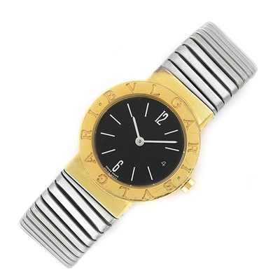 Lot 720 - Stainless Steel and Gold  'Tubogas' Wristwatch, Bulgari