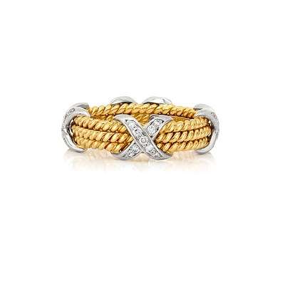 Lot 803 - Gold, Platinum and Diamond Band Ring, Tiffany & Co., Schlumberger