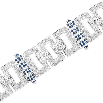 Lot 658 - Platinum, Diamond and Sapphire Bracelet