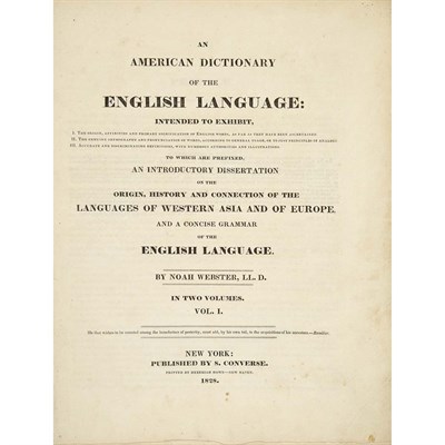 Lot 39 - WEBSTER, NOAH An American dictionary of the...