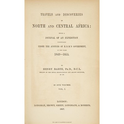Lot 68 - [AFRICA] BARTH, HEINRICH. Travels and...