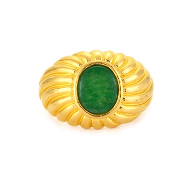 Lot 365 - High Karat Gold and Jade Ring