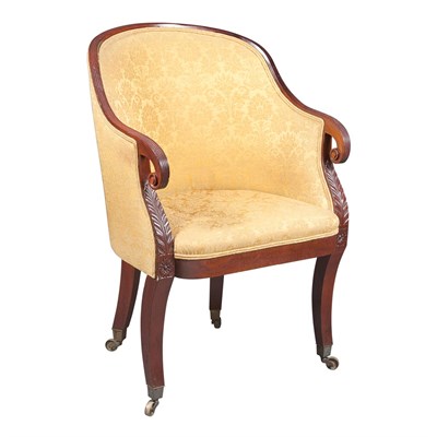 Lot 123 - Classical Mahogany Tub Chair The rounded back...