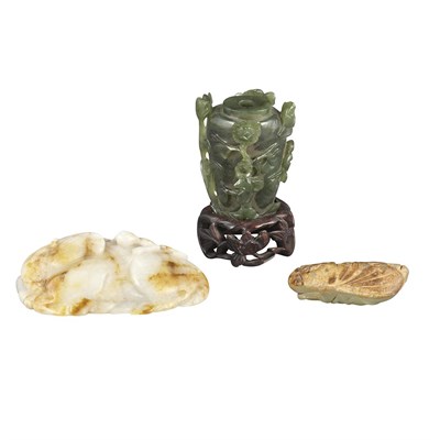 Lot 294 - Three Chinese Hardstone Articles Length of...