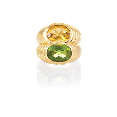 Lot 603 - Gold, Peridot and Citrine Ring, Bulgari