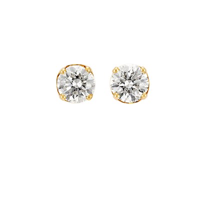 Lot 305 - Pair of Gold and Diamond Stud Earrings