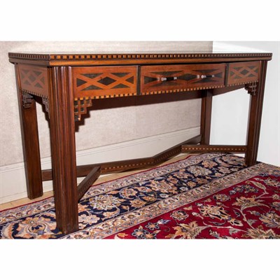 Lot 305 - Inlaid and Stained Wood Mahogany Console/ Fold-...