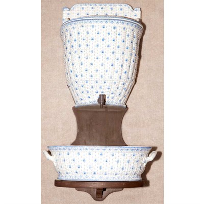 Lot 243 - Continental Porcelain Lavabo Mounted to Wood...