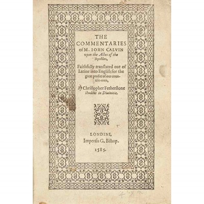 Lot 164 - CALVIN, JEAN The commentaries of M. Iohn...