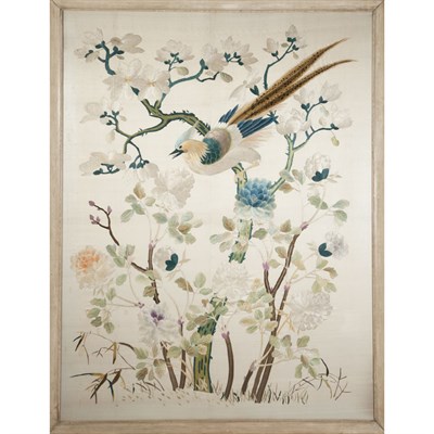 Lot 234 - Chinese Silk Embroidered Panel 20th Century...