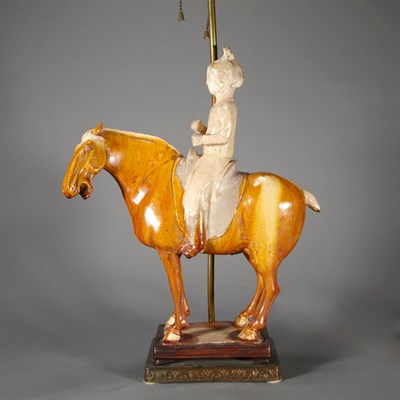 Lot 50 - Chinese Glazed Pottery Horse and Rider Tang...