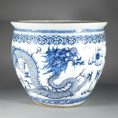 Lot 186 - Two Similar Chinese Blue and White Glazed...
