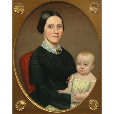 Lot 2 - American School 19th Century Mother and Child...