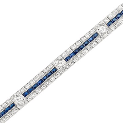 Lot 266 - Platinum, Diamond and Synthetic Sapphire Bracelet