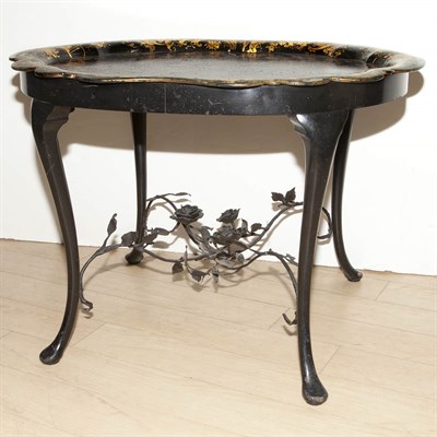 Lot 208 - Victorian Gilt Decorated Papier Mache Tray...