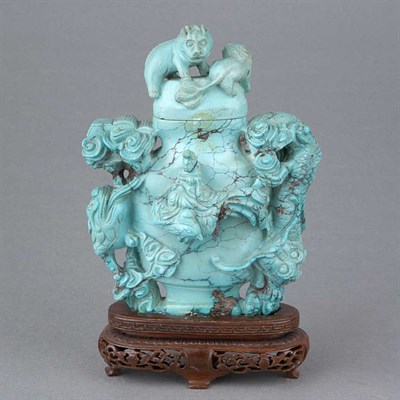 Lot 273 - Chinese Turquoise Covered Vase 19th/early 20th...