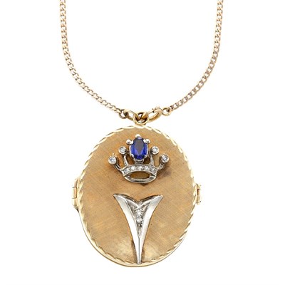 Lot 734 - Gold, Diamond and Sapphire Folding Picture Frame Pendant with Chain