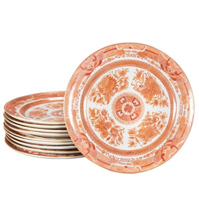 Lot 477 - Set of Ten Chinese Export Orange Fitzhugh...