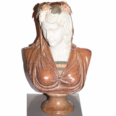 Lot 540 - Marble Bust of Woman Height 25 inches.