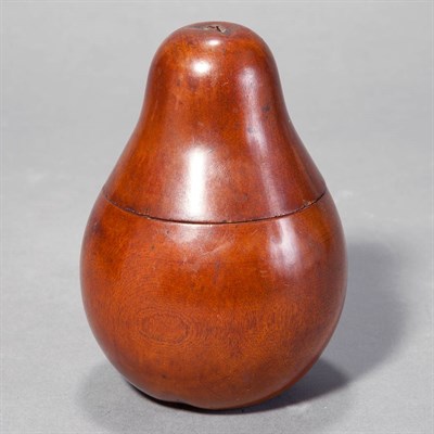 Lot 296 - English Fruitwood Pear-Form Tea Caddy Height 5...