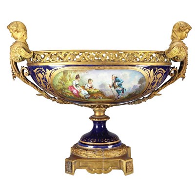 Lot 173 - Sevres Style Gilt-Bronze Mounted Porcelain...