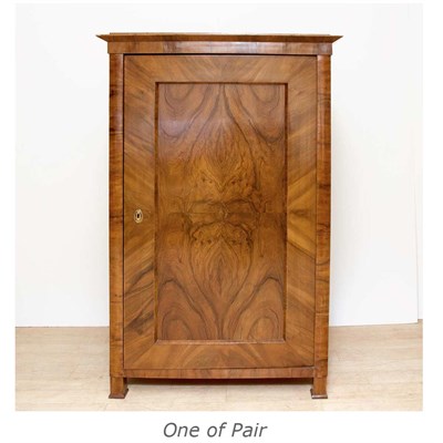Lot 116 - Pair of Biedermeier Walnut Single Door...