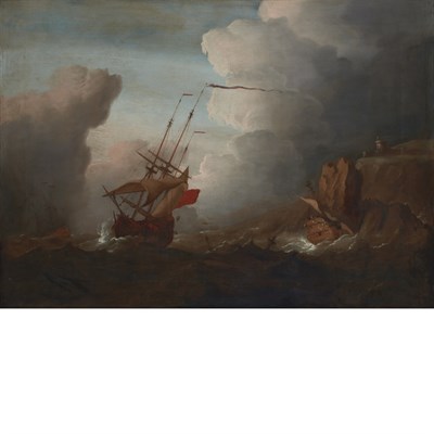 Lot 32 - Dutch School 17th Century Ships in a Storm off...