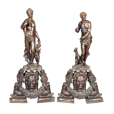 Lot 114 - Pair of Italian Baroque Style Patinated-Bronze...