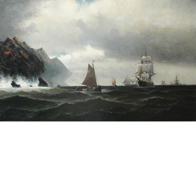 Lot 49 - American School 19th Century Ships on a Choppy...