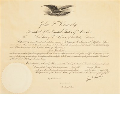 Lot 26 - KENNEDY, JOHN FITZGERALD Document signed...