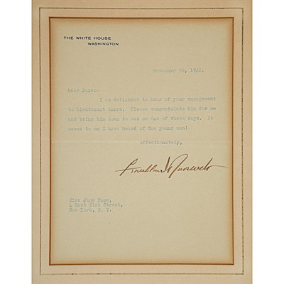 Lot 37 - ROOSEVELT, FRANKLIN DELANO Typed Letter Signed....