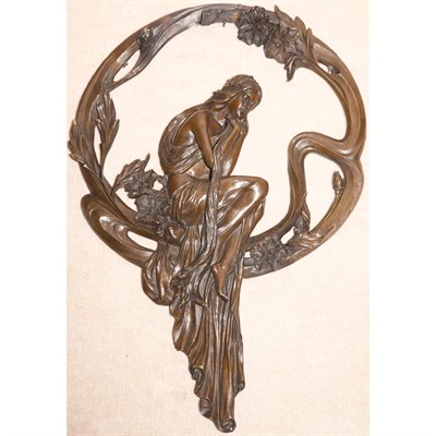 Lot 233 - Art Nouveau Style Bronze Wall Applique Height...