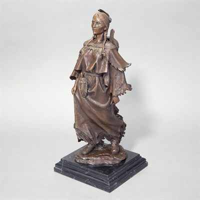 Lot 343 - Bronze Figure of a Standing Native American...
