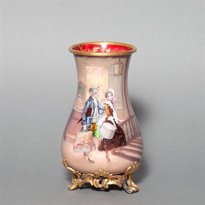 Lot 331 - French Enamel Vase Height 6 1/2 inches.