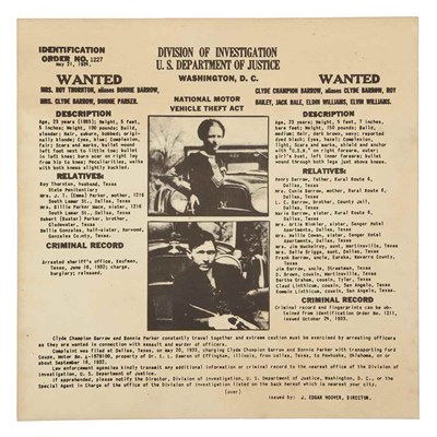 Lot 105 - [BONNIE AND CLYDE] Original printed Wanted...