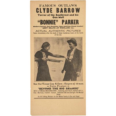 Lot 106 - [BONNIE AND CLYDE FILM BROADSIDE] "Famous...