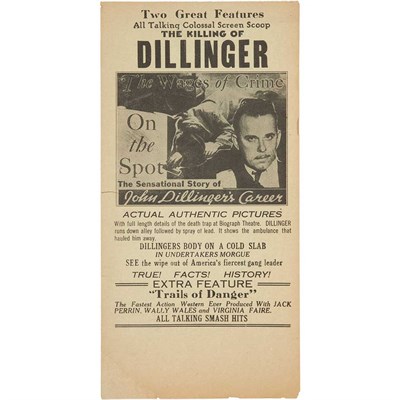 Lot 107 - [DILLINGER FILM BROADSIDE] "The Killing of...