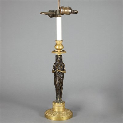 Lot 188 - Empire Gilt-Bronze Candlestick Mounted as lamp....