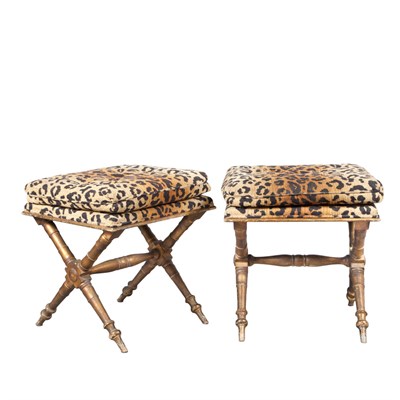 Lot 533 - Pair of Gilt-Wood Stools X-Form Stools Height...