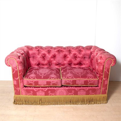 Lot 508 - Silk Tufted Upholstered Loveseat Length 66...