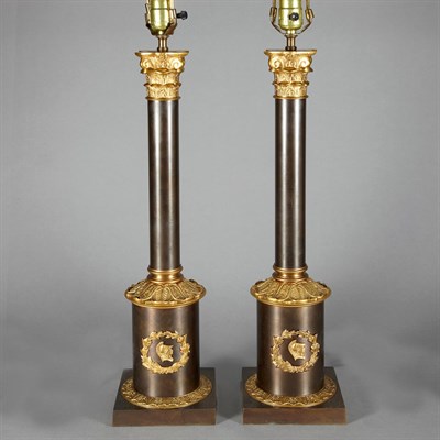 Lot 502 - Pair of Empire Style Gilt and Patinated Bronze...