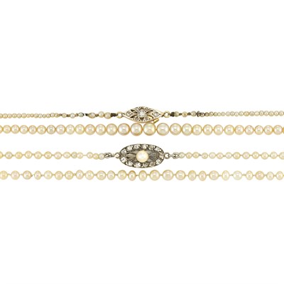 Lot 252 - Two Natural Pearl Necklaces with Antique Clasps