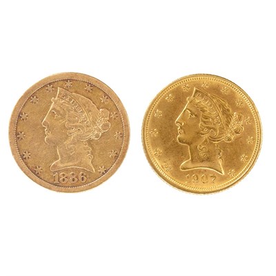 Lot 200 - United States Two $5 Liberty Half Eagles